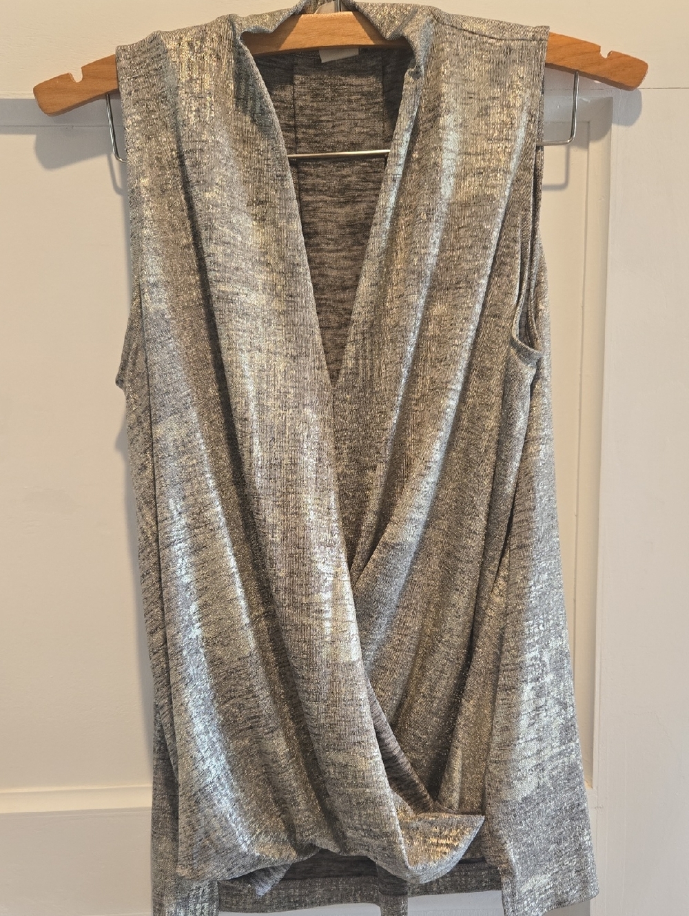 Anthropologie Akemi + Kin Metallic Silver Sleeveless Draped Top